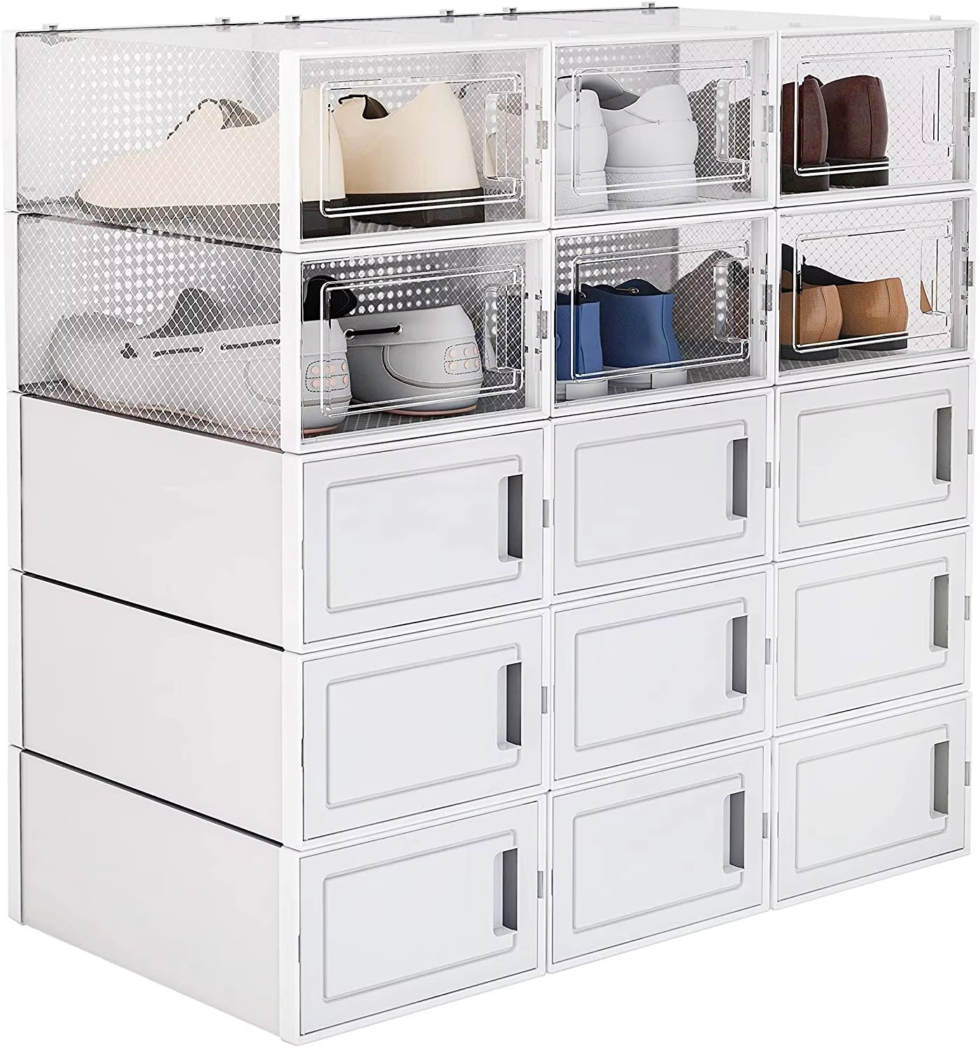 15 Pack Foldable Shoe Box Storage