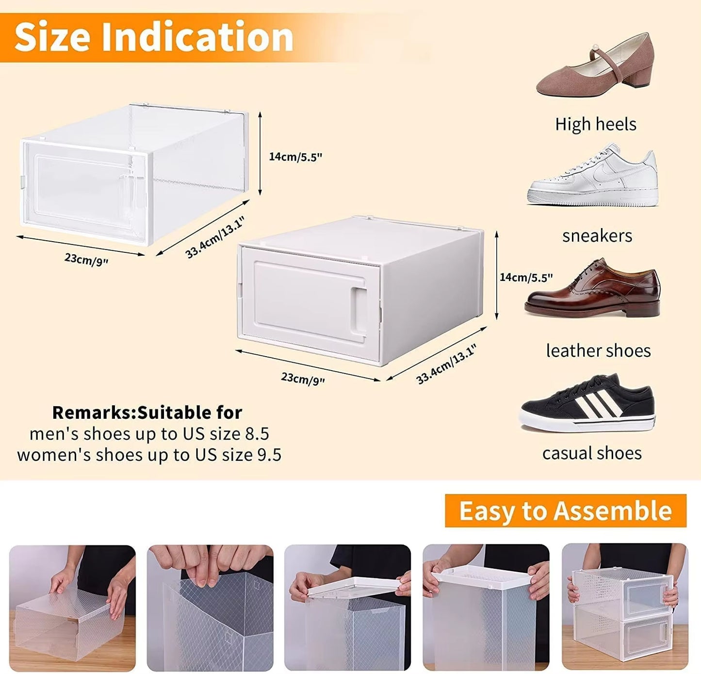 15 Pack Foldable Shoe Box Storage